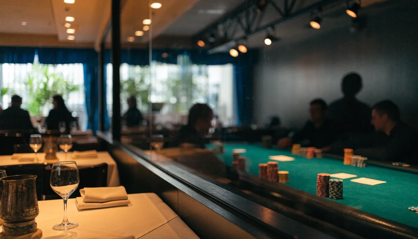 Prostor restaurace s výhledem do herny v Dvoře Zelený